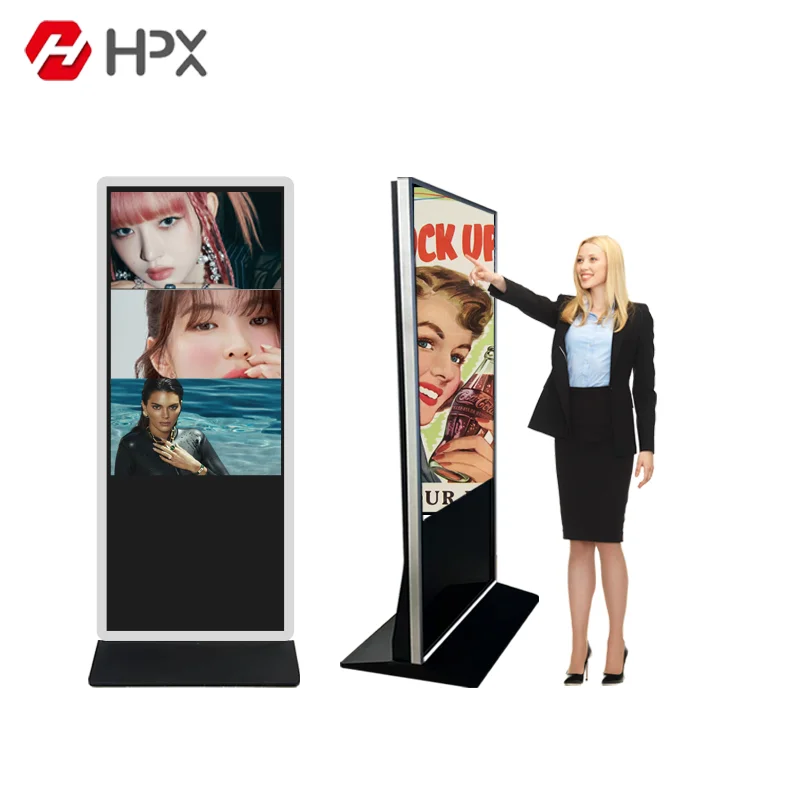 55 inch indoor touch screen lcd outdoor advertising totem kiosk CMS software led display digital signage and displays
