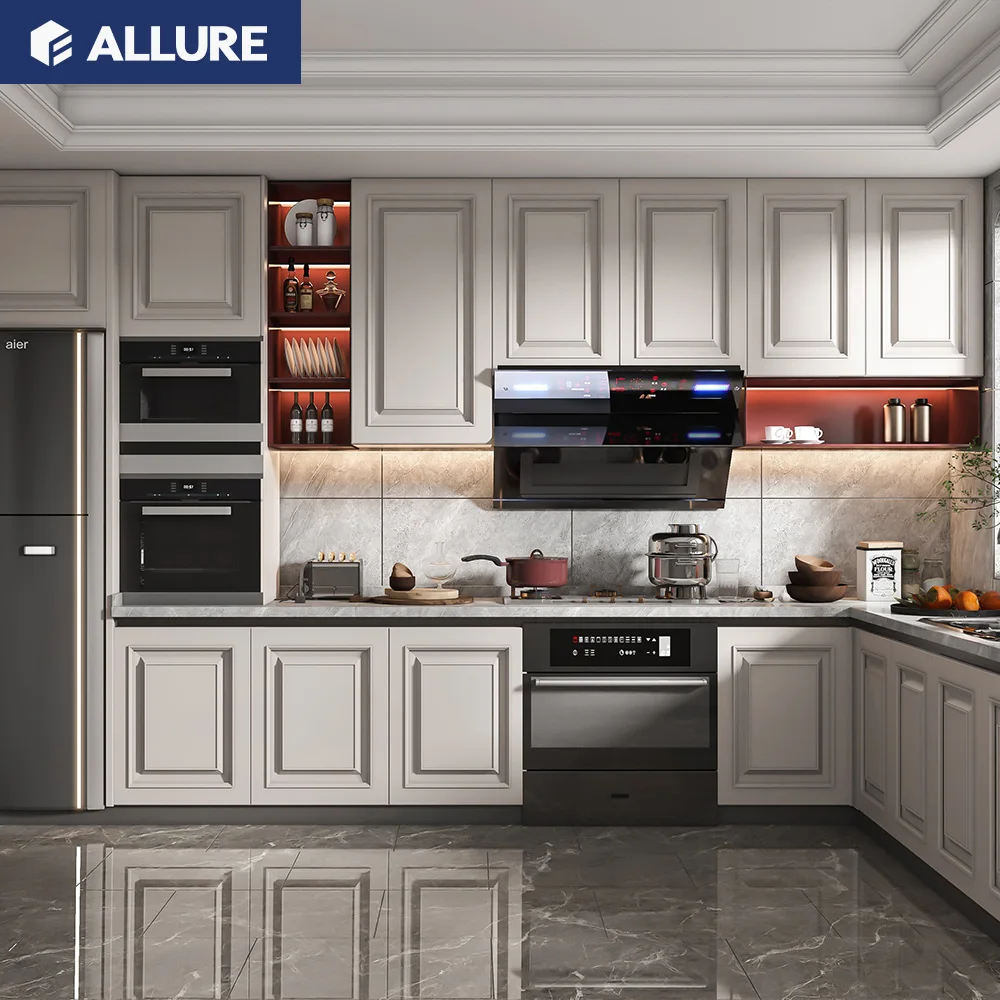 ALLURE automatic outdoor home and kitchen cabinets wholesale Smart designer solid wood melamine kitchen cabinet modern design
