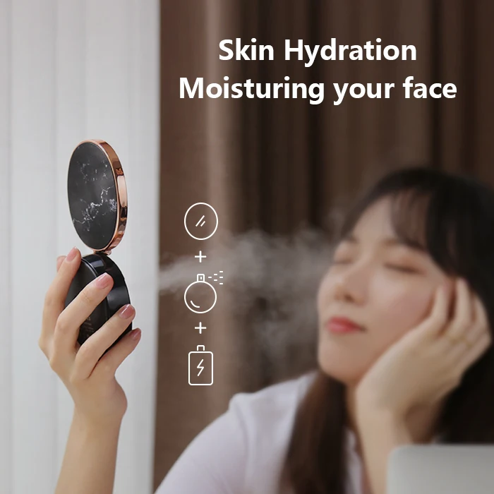 Multi Mini Portable Beauty Face Spa Steamer Sprayer Mister Skin Moisturize Beauty Device Nano Face +make-up Mirror+power Bank