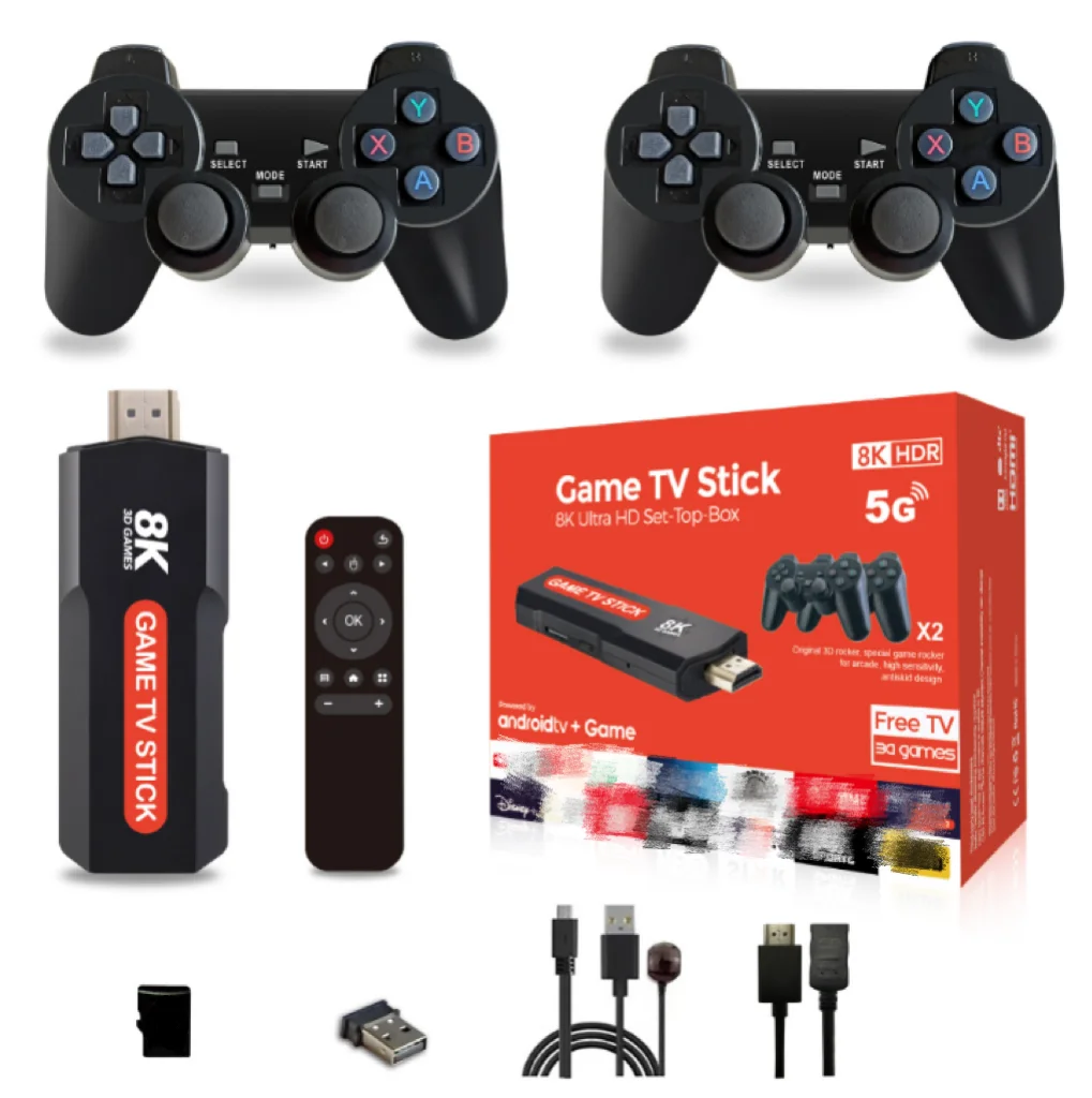Game Stick Game Stick 4k  8K HD Output Support TV System Classic Retro Gaming Console Portable Video Game Consoles 64GB