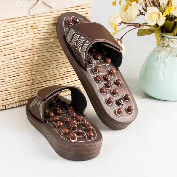 Unisex Magnetic Therapy Shoes Acupuncture Points Sandals Indoor Jade Stone Reflexology Foot Healthy Massage Slippers