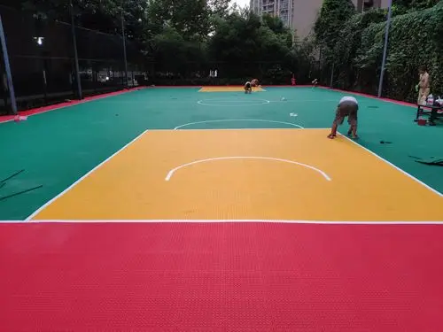 Outdoor  backyard floor tile for the whole 10-man basketball court