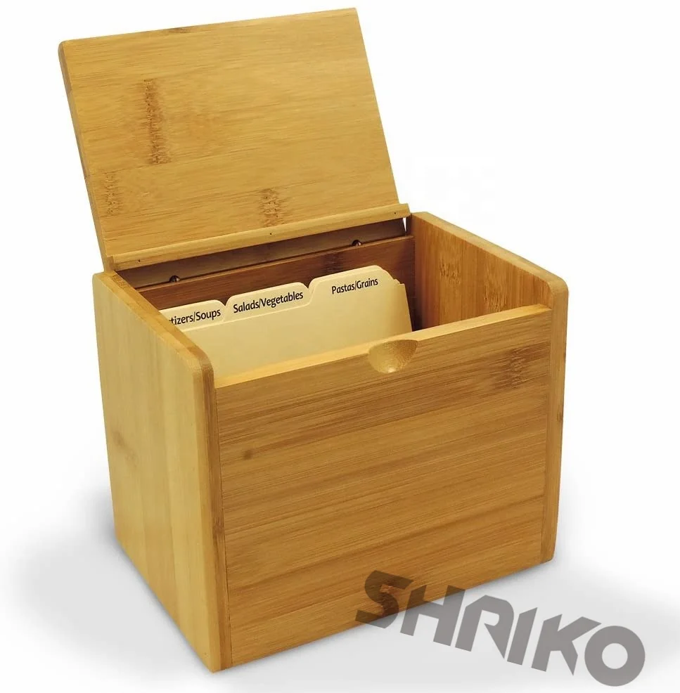 Cookbook People Recipe Bamboo Box for Kitchen Use (Unengraved)  - Includes Dividers