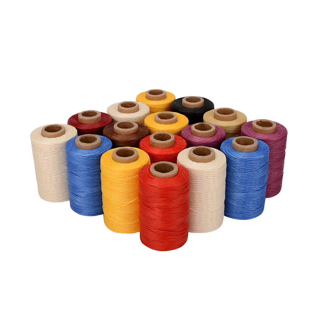 0.8mm 150D flat braided bead thread polyester Waxed Thread Leather for sewing