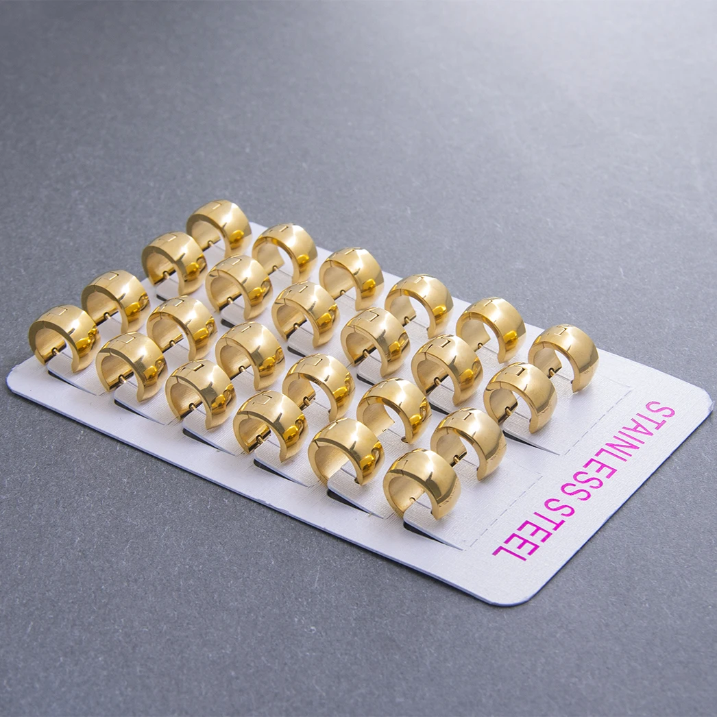 Powell Waterproof Jewelry Bulk Wholesale Earrings Custom Stainless Steel Hoop Shape 14K 18K Gold Plated Earrings