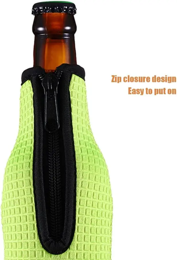 Wholesale Custom Logo Portable Neoprene12oz Beer Bottle Cooler Sleeve with Zipper Beer Sleeve Beer Bottle Stubby Holder Coolers