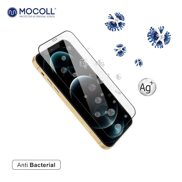 MOCOLL 2.5D HD Clear  Ag+ silver anti-bacterial tempered glass screen protector For iPhone 12