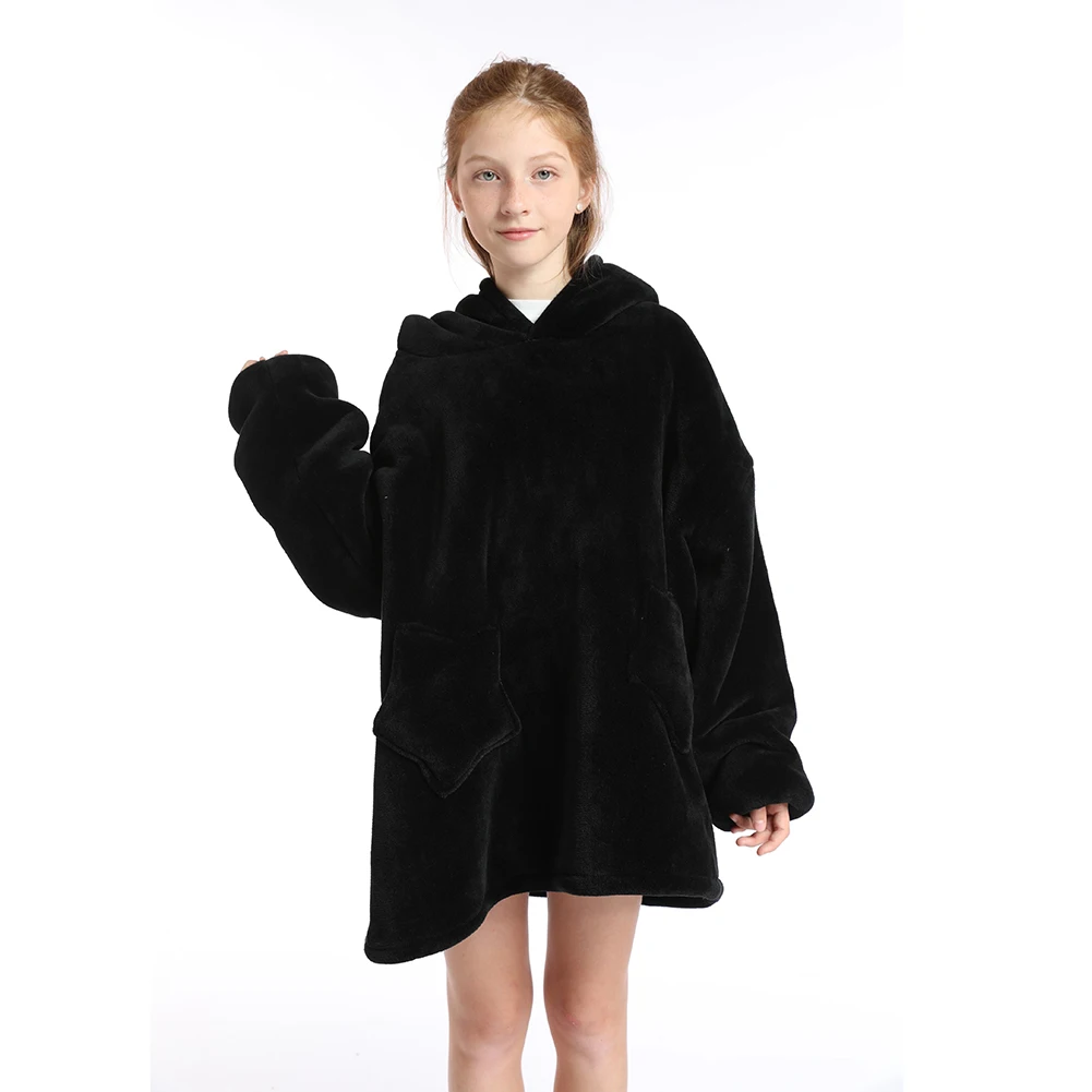 Oversized sherpa hoodies cool animal wearable blanket for kids
