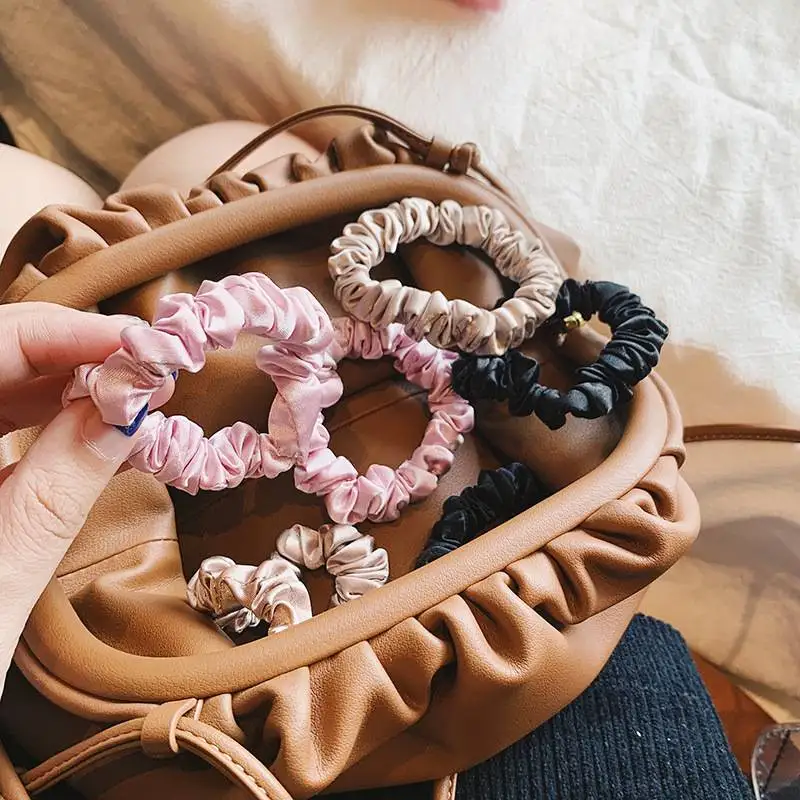 Gift Box Wholesale Custom Large 100% Silk Scrunchy Hair Ties Headband Real Silk Big Oversized Designer Hair Scrunchies