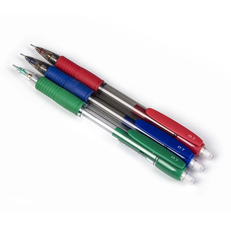 multi colors custom logo high quality plastic clear barrel silicone soft grip 0.5 mm lead mechanical pencil with refill