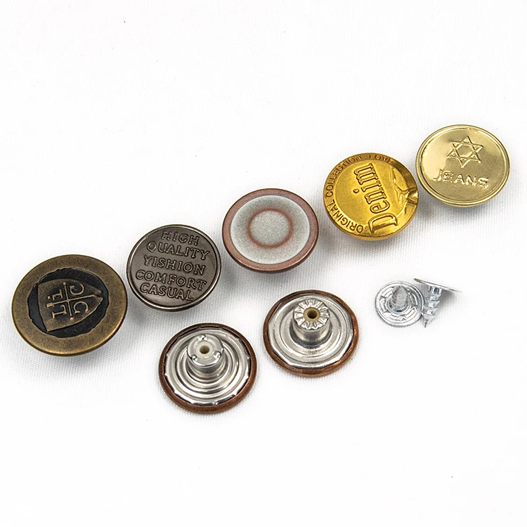 High quality Iron metal brass tack jacket mens clothes brand logo jean denim buttons and rivets custom buttons for denim jeans