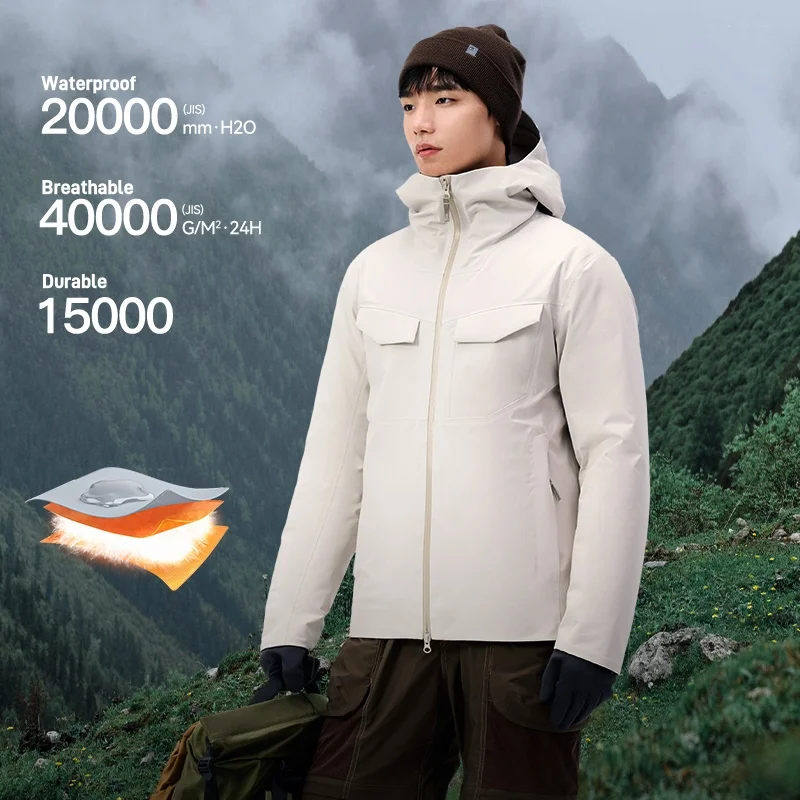Pelliot Good quality winter puffer white goose down 800 filling power mens outdoor hiking mountain waterproof down coat
