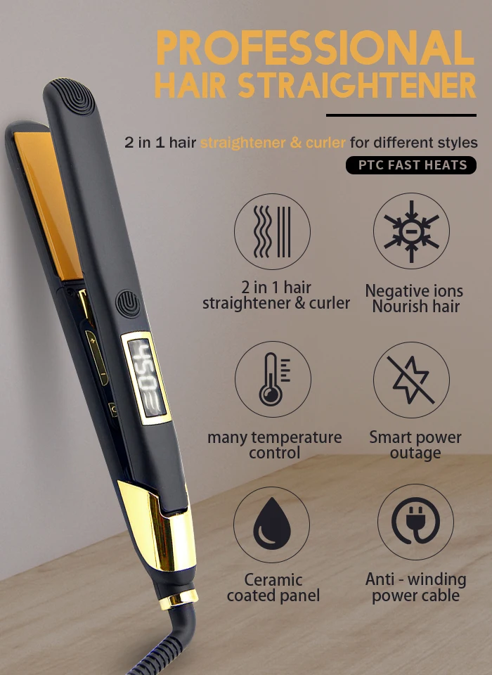 Diamond Instant Black Multi Functional Hot Combs Brush Hair Straightener