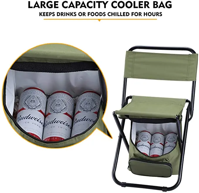  Hot Fishing Products Foldable Chairs Camping Chair with Cooler Bag Compact Stool for Ourdoor Carp Fish