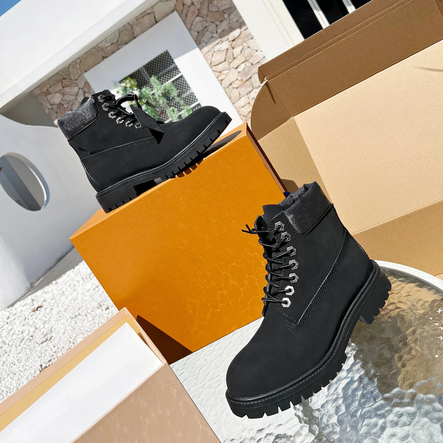 Couples Fashion Waterproof Rubber Leather Winter Boots Brand Martin Boots Shoes Factory Wholesale