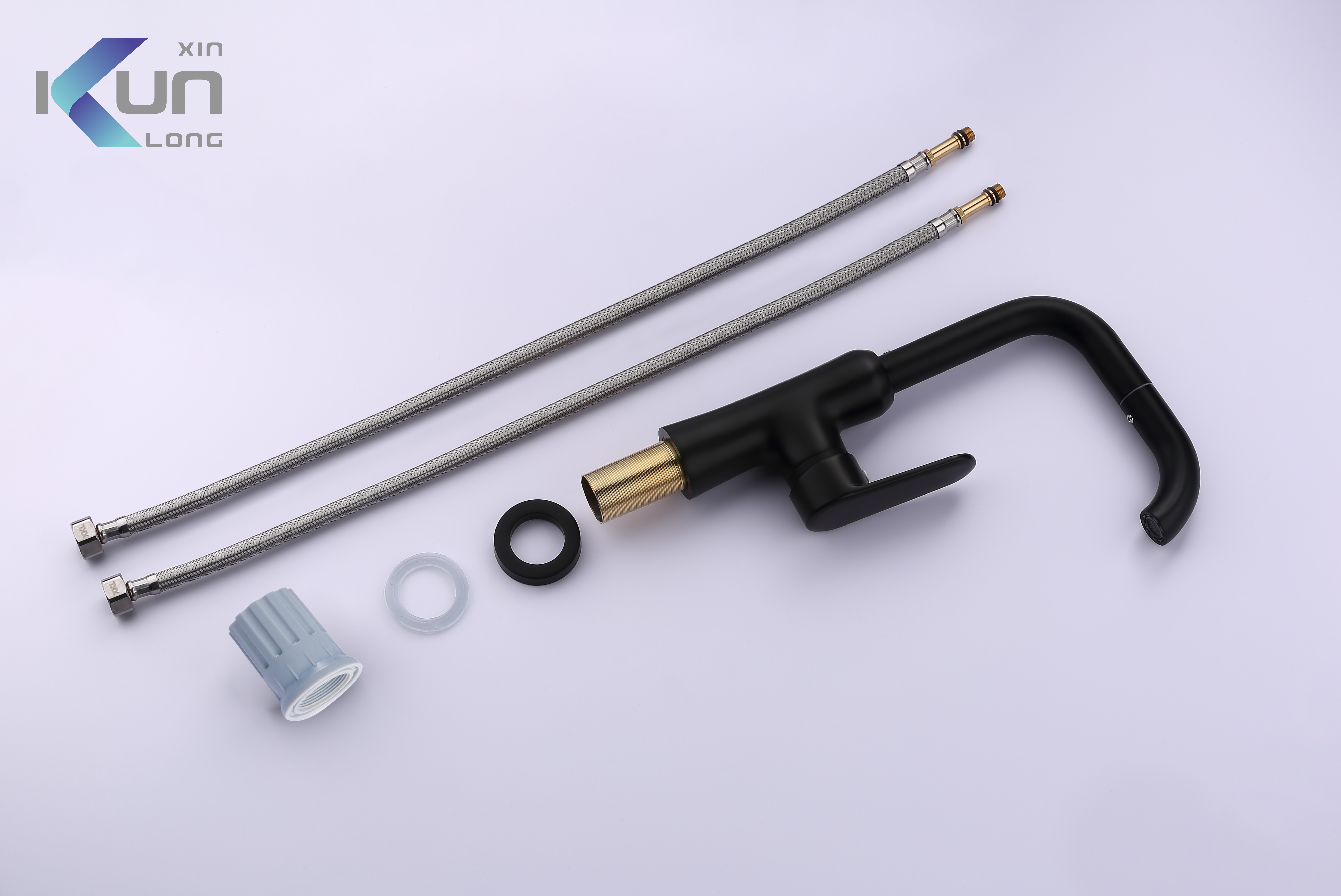 
New Fashion Deck Mounted Kitchen Sink Faucets Single-Hole 720 Degree Rotation brass turn ball with Matt black 