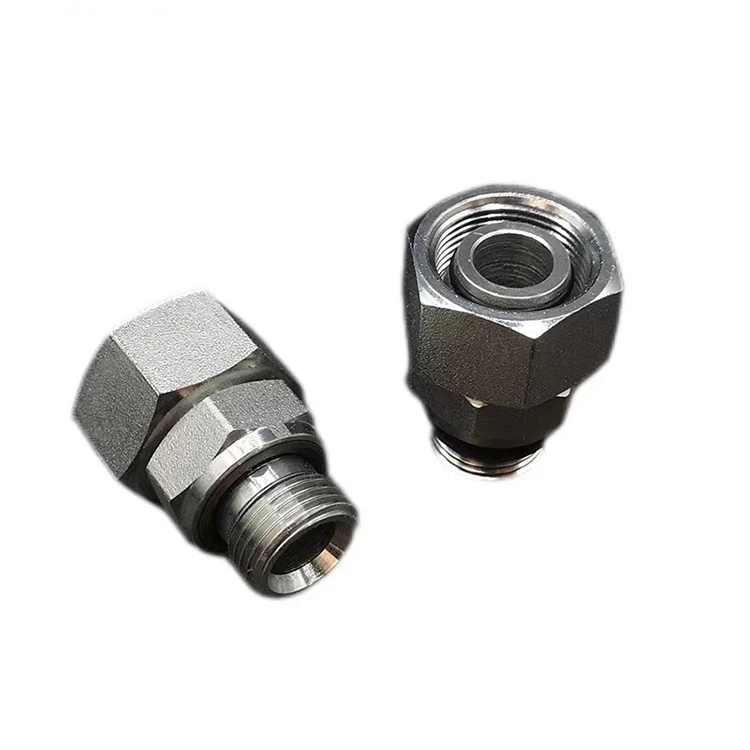 Carbon Steel Threaded Galvanized Hydraulic Pipe Fittings Adapters Connector Joint Male ORB(O-ring Boss)To Female JIC Straight