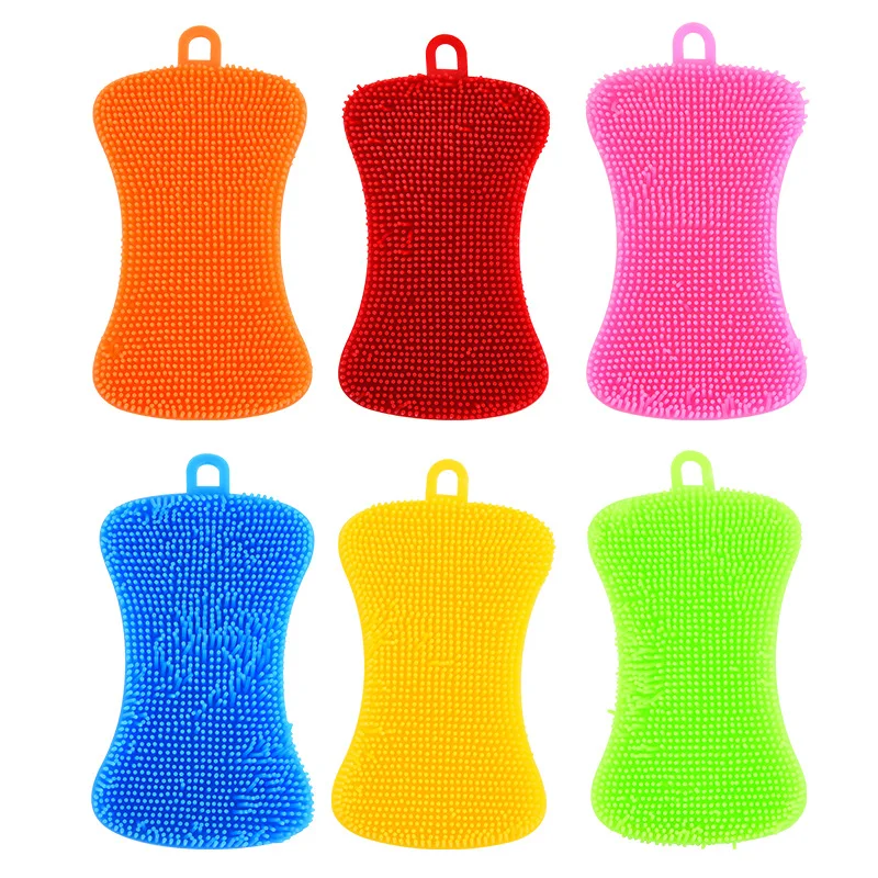 Factory customized silicone washing dish scrubber sponge bowl cleaning brush