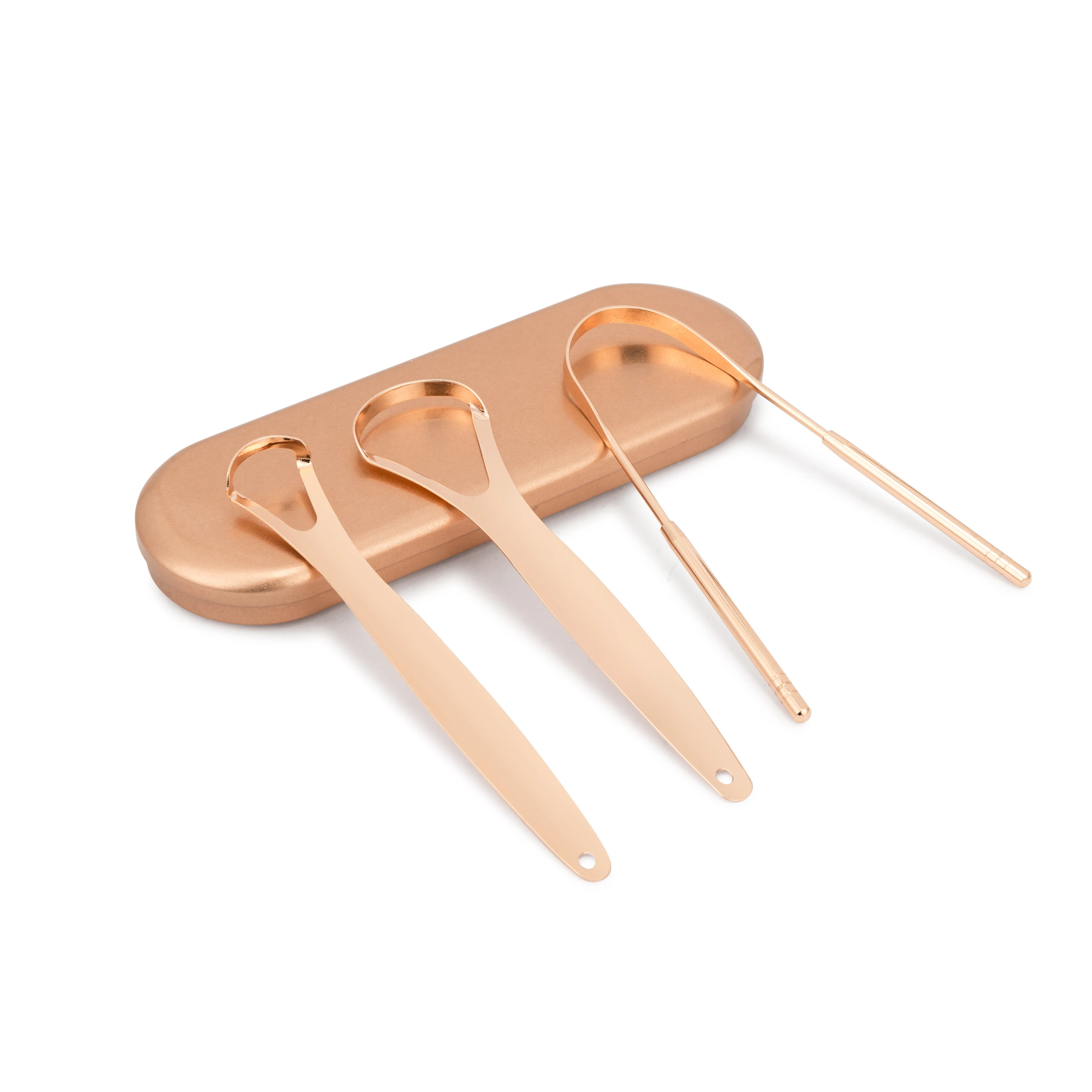 Free Samples Custom Oral Care Dental Tongue Cleaner Rose gold U Shape Stainless Steel Tongue Scraper For Adults Kids
