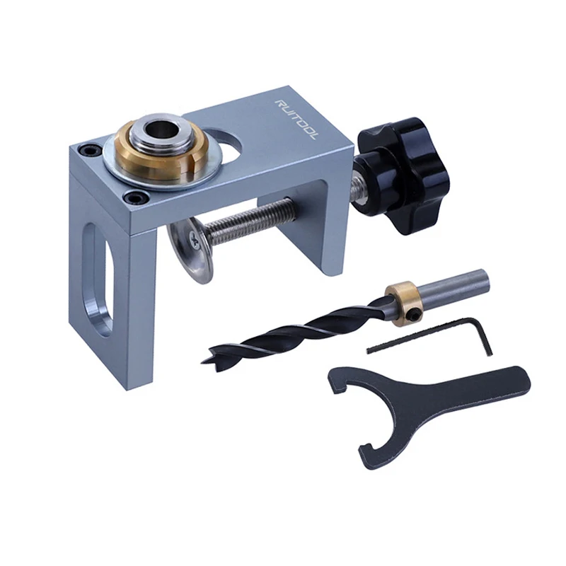 3 in 1 Adjustable Doweling Jig Pocket Hole Jig Set 8/10/12mm Hole Drill Puncher Locator Woodworking Dowel Drill Guide Tool