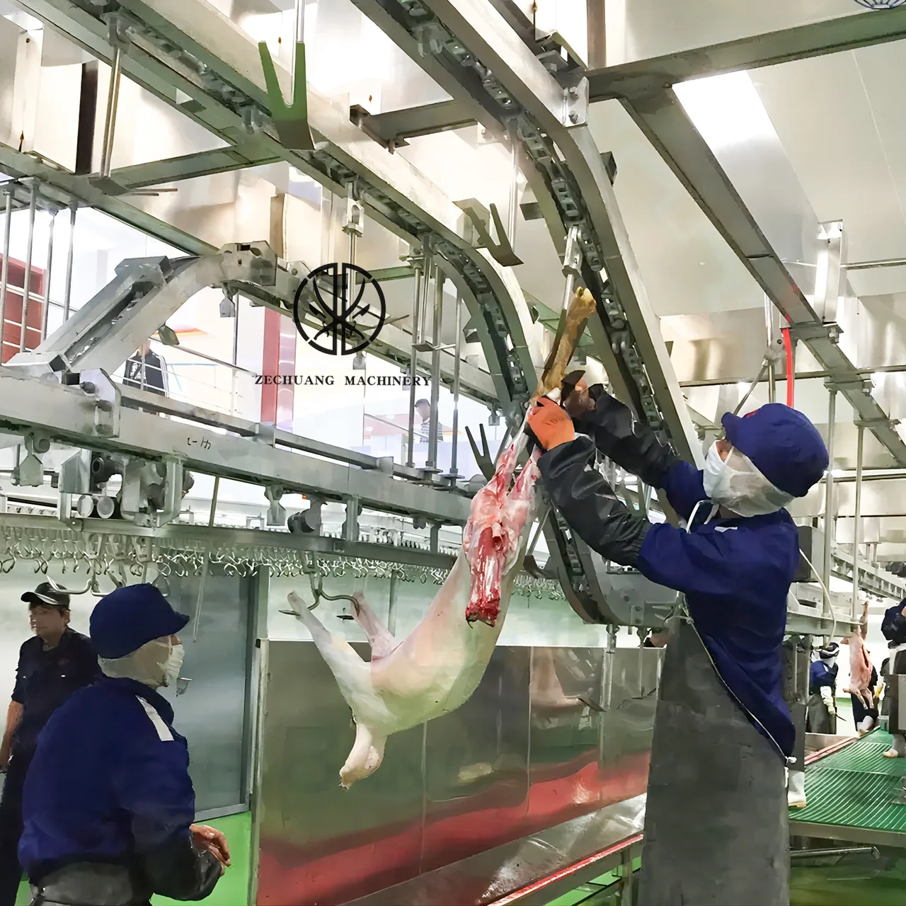 Mutton Butcher Meat Process Slaughter Line Carcass Conveyor For Pre-Stripping Full Anatomical Conveyor Line Sheep Slaughterhouse