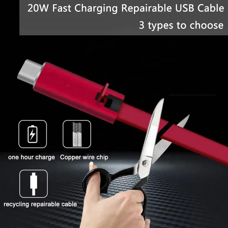 1.5m Magic Charging Cable Can Be Cut And optic fibre cable Quick Charging Data Cable Charger For Android Iphone Type C