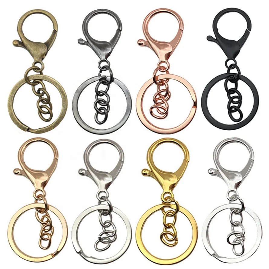 Lobster Claw Clasp Keychain Swivel Clasps Hook Metal Key Ring Loop Key With Flat Split Rings Jewelry Keychains Diy Crafts Making