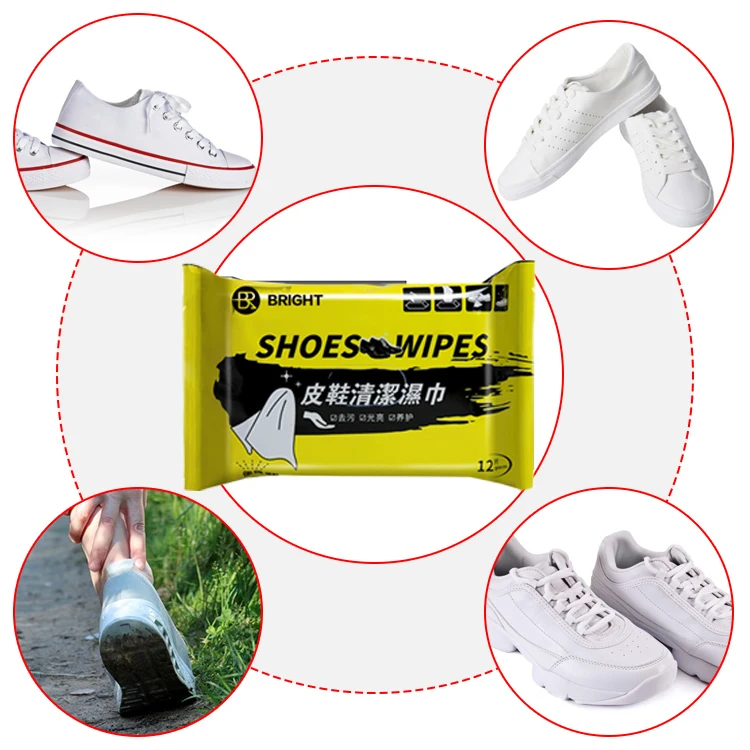 New arrival shoe care 12pcs sneaker wet wipes/shoe cleaning wet tissues