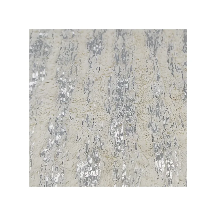 HG24008 Silver Glitter Star Printed 100% polyester coral fleece fabric heavyweight flannel fabric