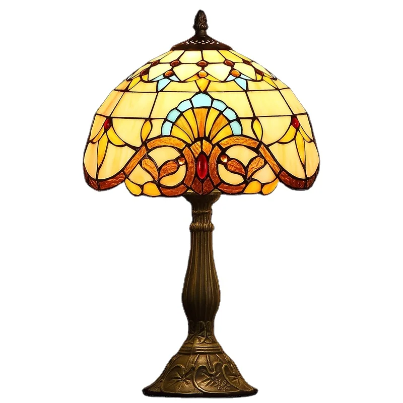 Wholesale sales high quality antique stained glass tiffany table lamp with E27
