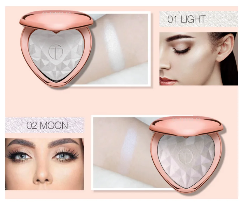 2019 explosion heart-shaped 5-color private label concealer makeup powder with mirror
