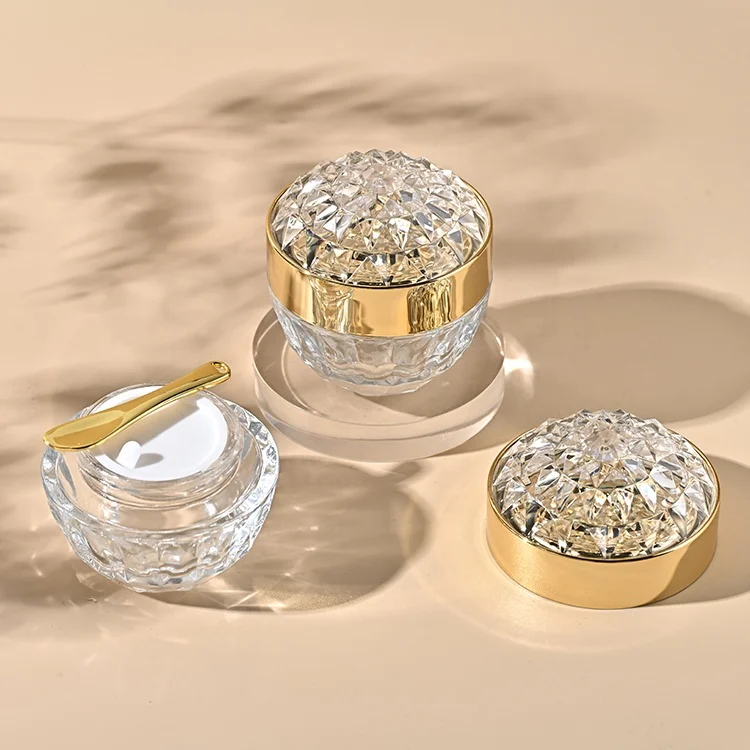 Wide mouth 50G customized logo unique skincare container packaging luxury empty cosmetic eye cream glass jar