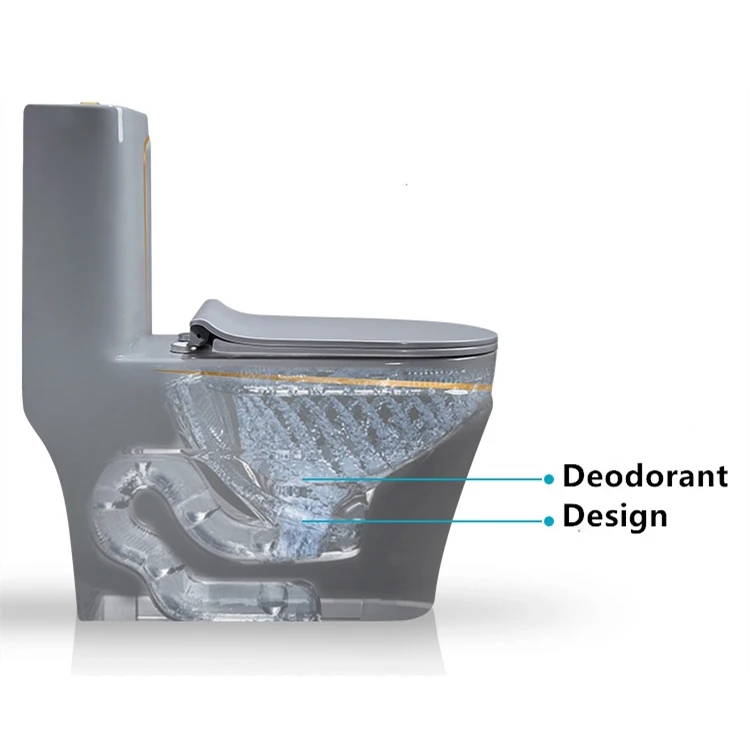  Grey Gold Bathroom Ceramic Washdown Toilets One Piece WC P-trap/S-trap Colored Gray Toilet
