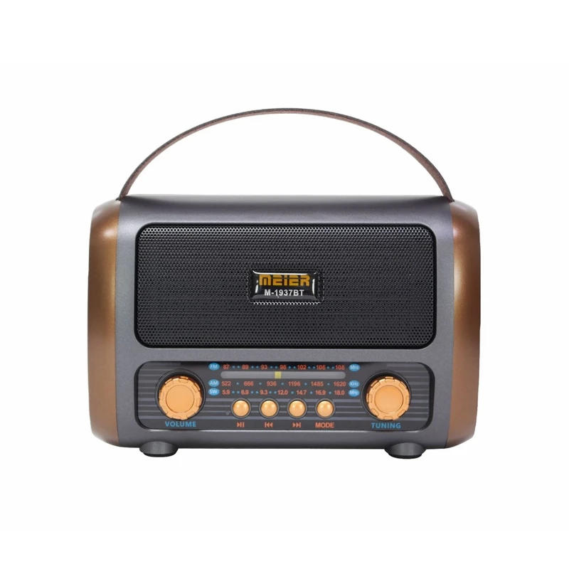 2023 portable retro radio 1200mah rechargeable battery radio plastic dc dsp radio M-1937BT