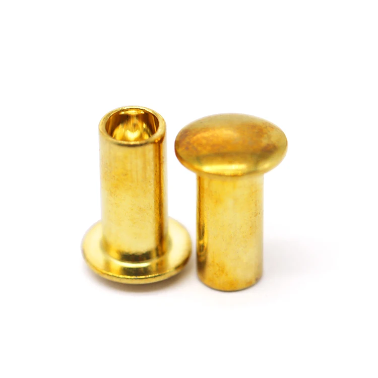 OEM ODM Wholesale Price Remaches Brass Flat Head Semi Tubular Rivets for Leather Belts Anti-shedding