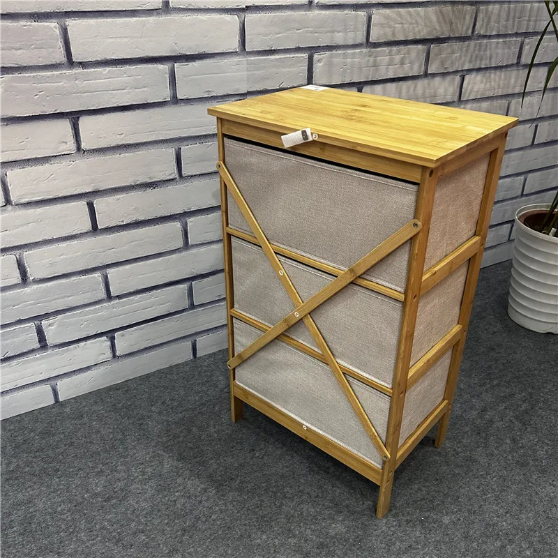 Bamboo 3-Drawer Bedside Table and Easy Storage Cabinet 5kg Capacity for Clothes & Towels for Cutlery Organiser