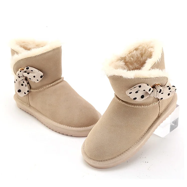 
pretty kids winter warm fur decorated snow boots for kids with bow 