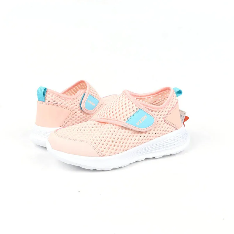 Недорогие дышащие и очень легкие детские повседневные кроссовки с вырезами для девочек, пригодные для переработки сетчатые кроссовки на липучках для осени и лета