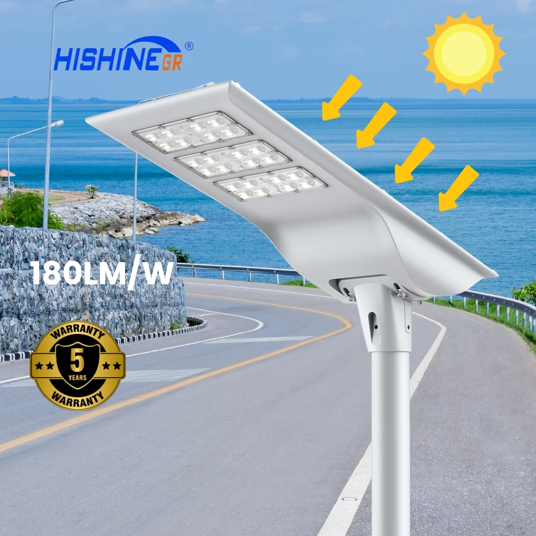 High Lumen 180LM/W Infrared Induction All-in-one LED Solar Street Light Waterproof IP66 Lithium Battery 3030 Chip Remote Control