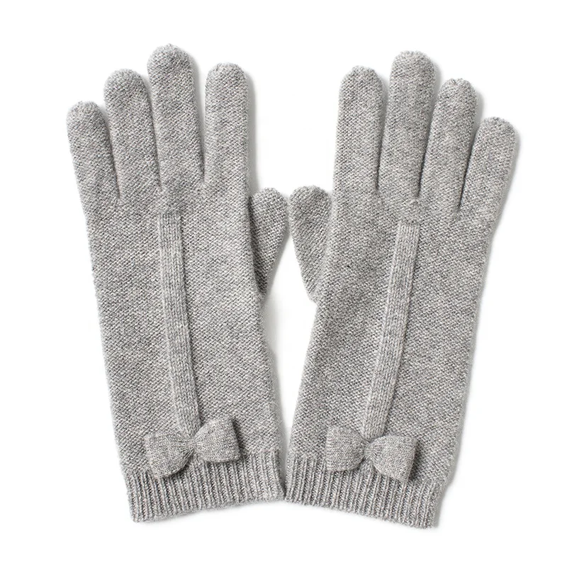 2021 popular ladies and girls hot picks top quality cashmere knitted gloves with fancy knots