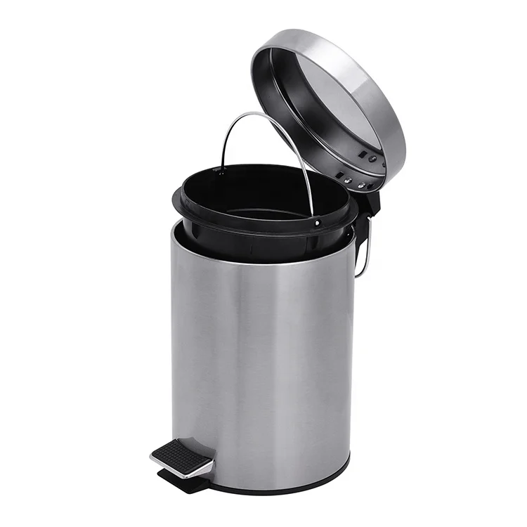 Stainless Steel Pedal Bin Waste Bin Trash Bin Dustbin With Black Inner Bucket Trash Can Morden Style