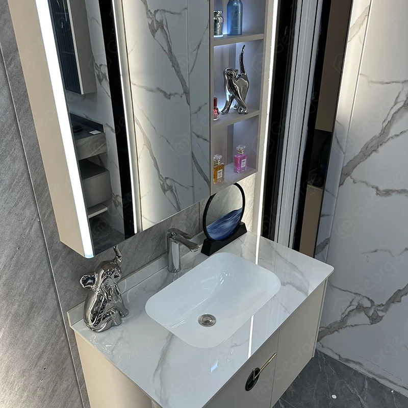 factory cheap wholesale eco-friendly MDF PVC plywood painting melamine bathroom cabinet vanity with sink basin