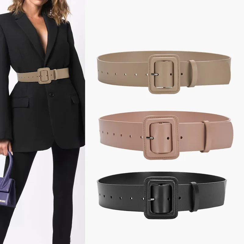 Wide Waist Seal Leather Belt Fashion Peplum Leather Belt Waist Collection Pin Buckle Girdle Belt Women