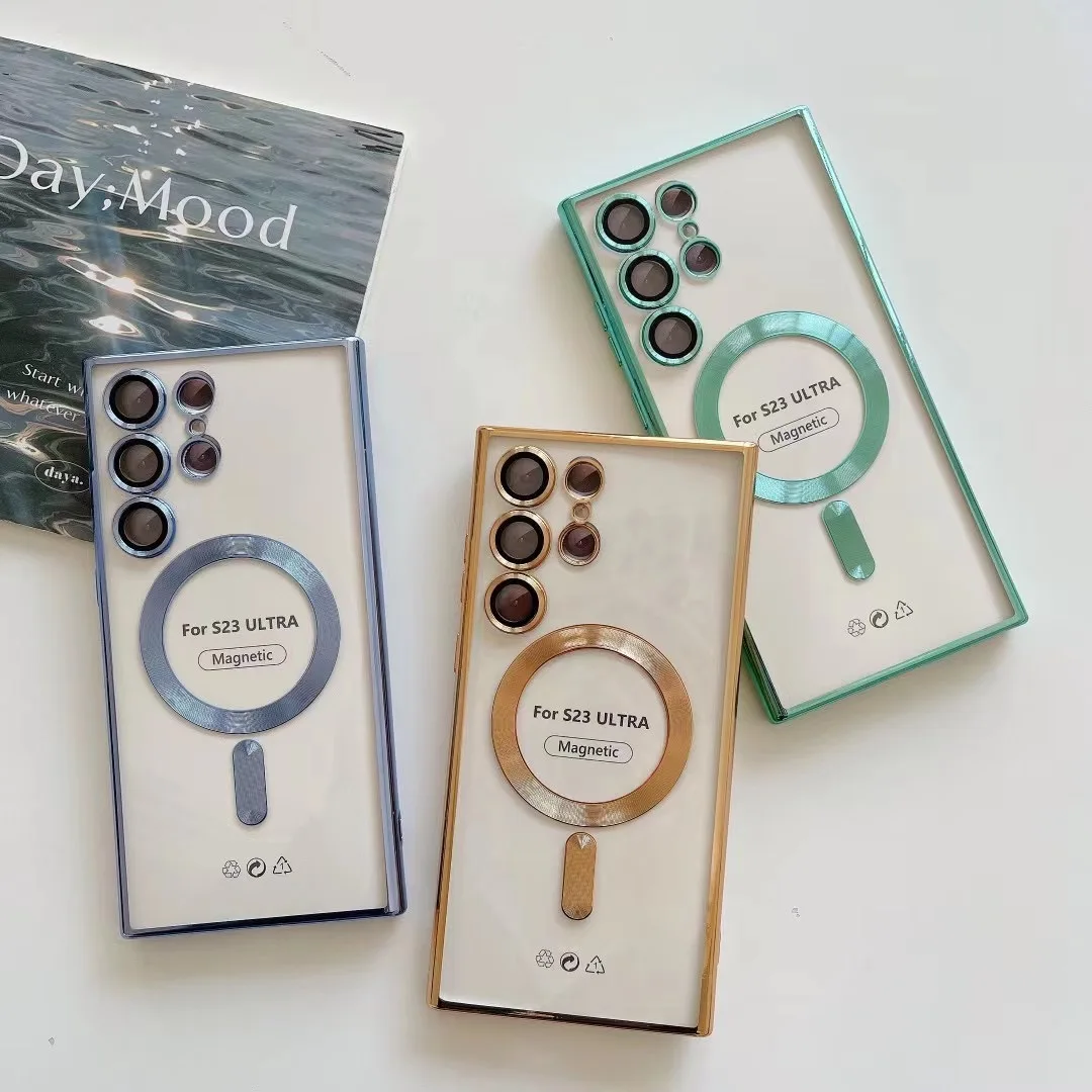 Прозрачный мягкий чехол Saiboro из ТПУ для Galaxy s23, гальванизированный Чехол для мобильного телефона samsung galaxy s23 ultra