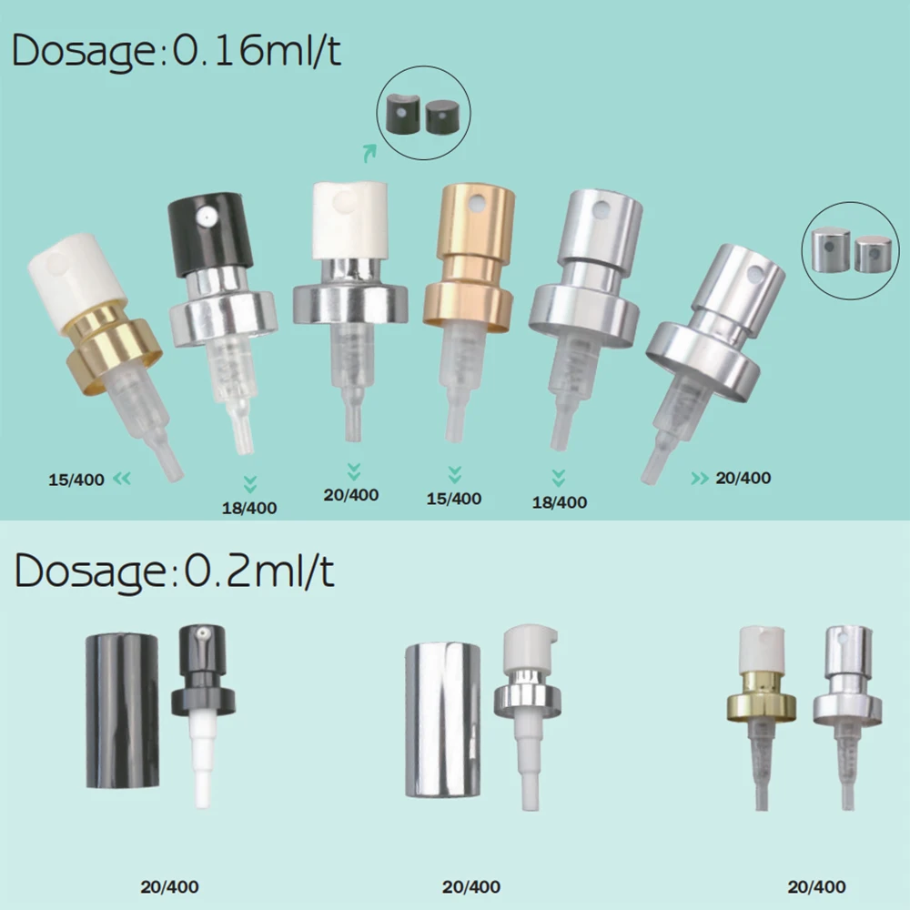 wholesale Customize 12 13 15 16 18 20 Various Color Aluminum Lock crimp Spray Pump with Flip Top Cap for liquid