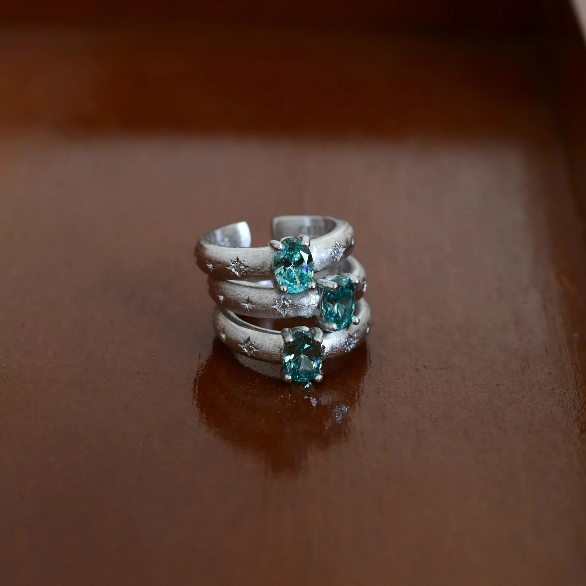 Fashion Jewelry Oval Paraiba Tourmaline 925 Sterling Silver Ring Adjustable For Girls And Women