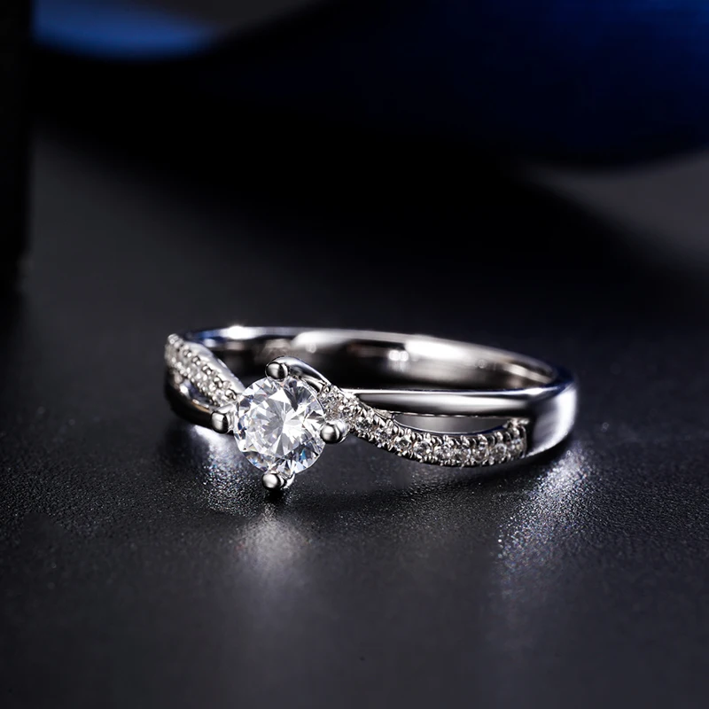 Hot Sale White Gold Filled 925 Sterling Silver Rings With Stones Women Engagement Wedding Ring