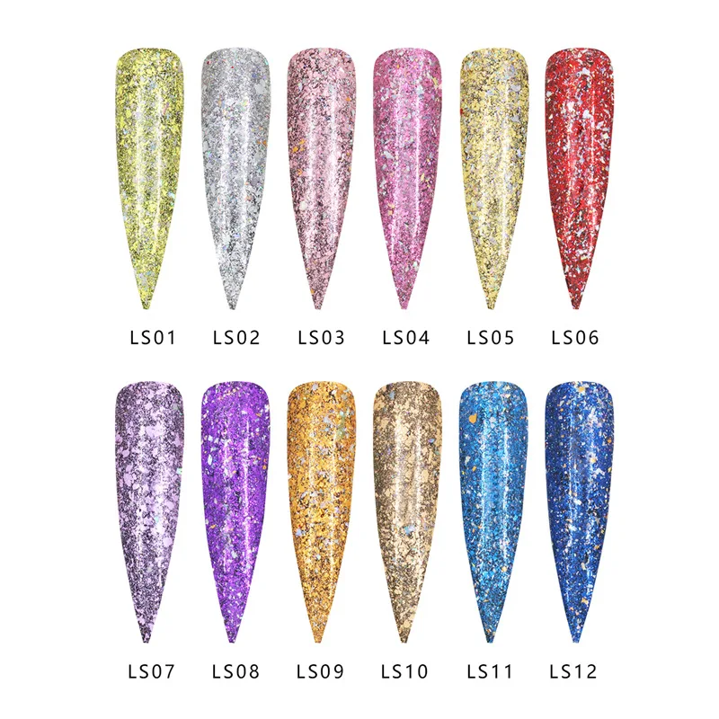 
Nail Art Professional High Flash Laser Thick Film Nail Glitter Nail Powder 