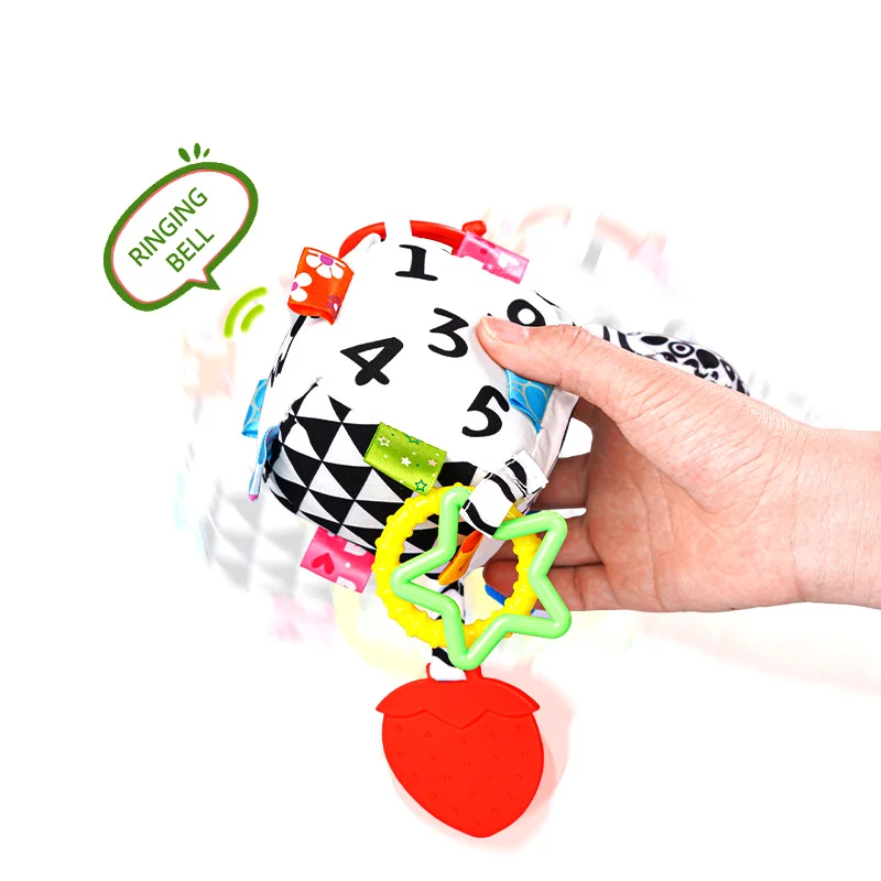 Wholesale Custom Baby Soothing Toys Pacifying Plush Rattle with Ringing Bell Low MOQ for Toddler Playing Stroller Toys