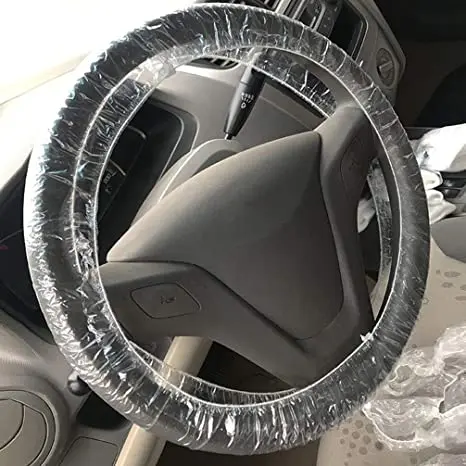 Universal Disposable Steering Wheel Cover Plastic Transparent Car Steering Wheel Covers with Elastic Trims for Steering Wheels